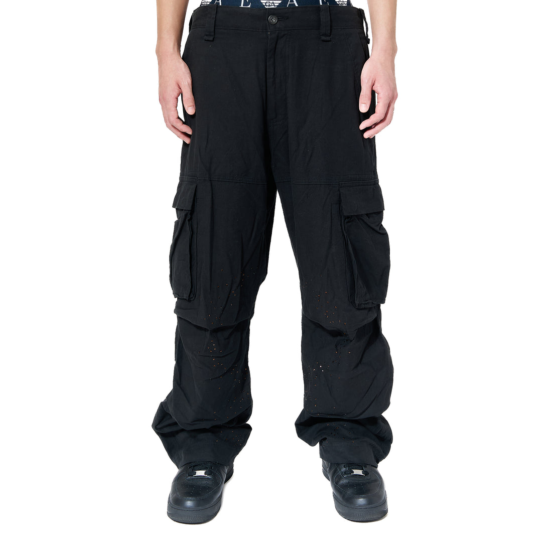 Half Circle Cargo Pants -Black-